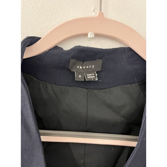 Womens Theory Eldah Paramount Navy Blue Sleeveless Wool Blend Wrap Dress Size 4 - Picture 4 of 9